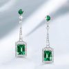 Emerald Cut Drop Earrings in 925 Sterling Silver with Rhodium Finish