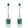 Emerald Cut Drop Earrings in 925 Sterling Silver with Rhodium Finish