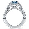 Emerald Cut Blue Topaz Bridal Ring Set in Rhodium Plated 925 Sterling Silver