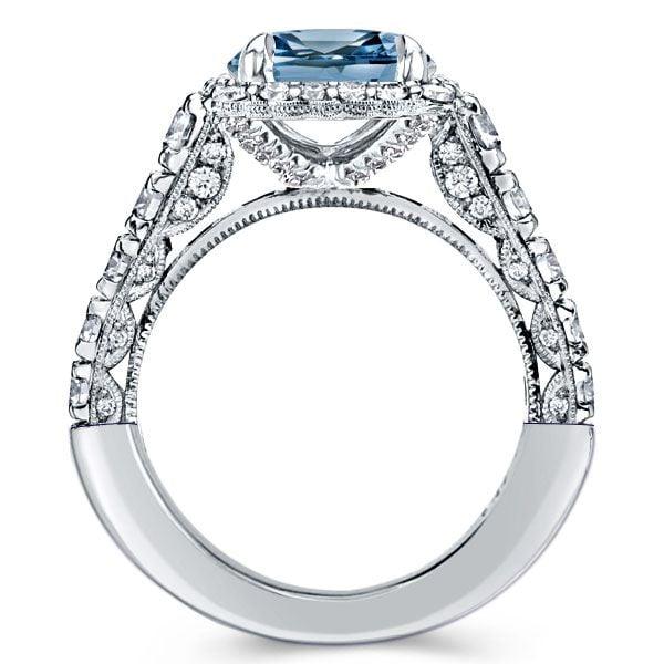 Emerald Cut Blue Topaz Bridal Ring Set in Rhodium Plated 925 Sterling Silver