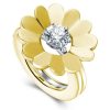 Flower Wedding Ring Set - 18K Gold Plated Sterling Silver, 1.8 CT Center Stone