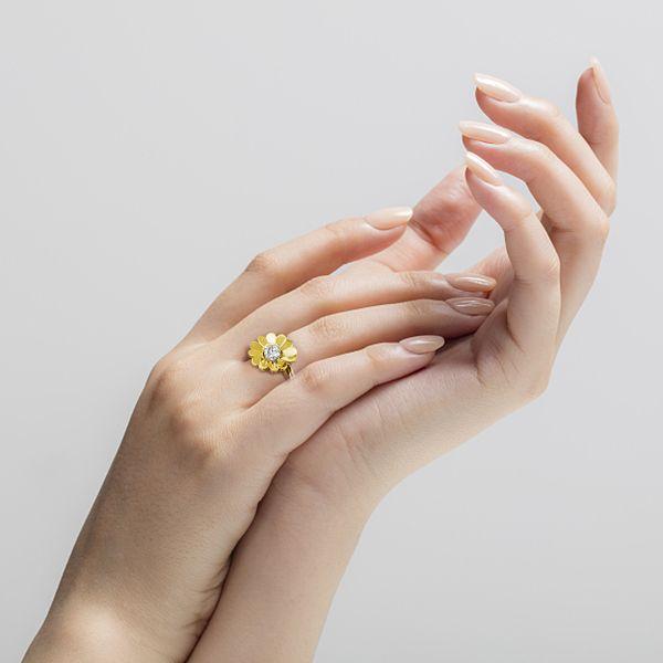 Flower Wedding Ring Set - 18K Gold Plated Sterling Silver, 1.8 CT Center Stone
