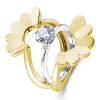 Flower Wedding Ring Set - 18K Gold Plated Sterling Silver, 1.8 CT Center Stone