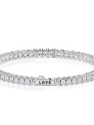 Personalized Initial Tennis Bracelet | 3mm Round Cut Cubic Zirconia | 925 Sterling Silver