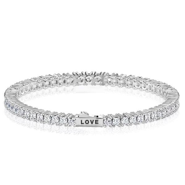 Personalized Initial Tennis Bracelet | 3mm Round Cut Cubic Zirconia | 925 Sterling Silver