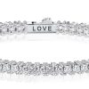 Personalized Initial Tennis Bracelet | 3mm Round Cut Cubic Zirconia | 925 Sterling Silver