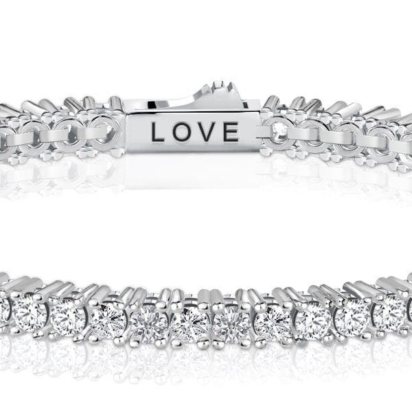 Personalized Initial Tennis Bracelet | 3mm Round Cut Cubic Zirconia | 925 Sterling Silver