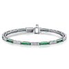 Channel Set Asscher Cut Emerald & Blue Sapphire Tennis Bracelet in Sterling Silver
