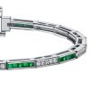 Channel Set Asscher Cut Emerald & Blue Sapphire Tennis Bracelet in Sterling Silver