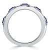 Stone Blue Sapphire Half Eternity Wedding Band in Sterling Silver