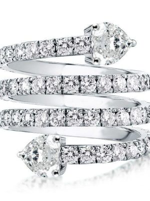 Sterling Silver Multi-Row Spiral Engagement Ring with Cubic Zirconia