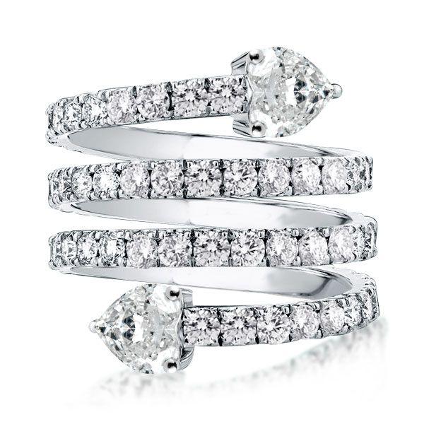 Sterling Silver Multi-Row Spiral Engagement Ring with Cubic Zirconia