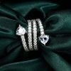 Sterling Silver Multi-Row Spiral Engagement Ring with Cubic Zirconia