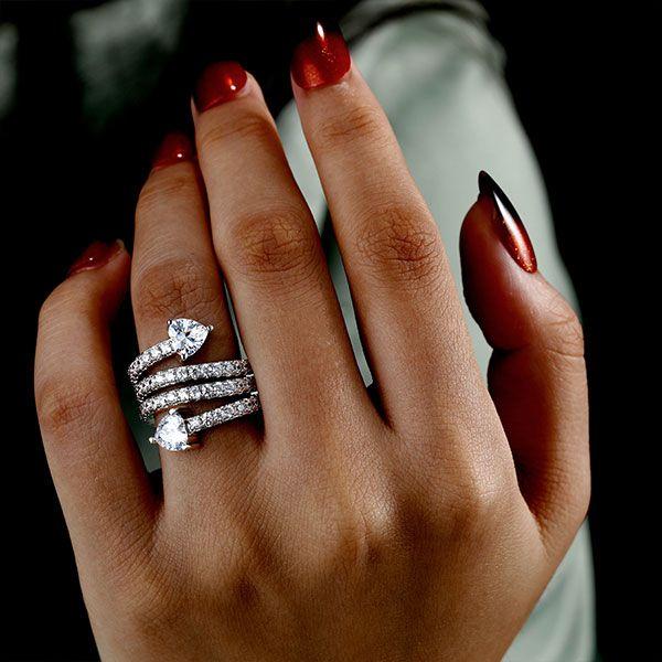 Sterling Silver Multi-Row Spiral Engagement Ring with Cubic Zirconia