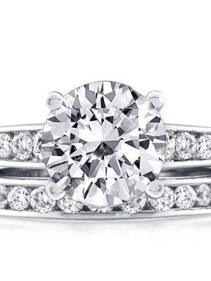Sterling Silver Round Cut Channel Setting Bridal Wedding Set 4.75 CTW