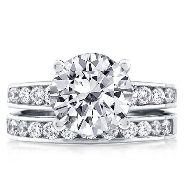 Sterling Silver Round Cut Channel Setting Bridal Wedding Set 4.75 CTW