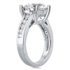 Sterling Silver Round Cut Channel Setting Bridal Wedding Set 4.75 CTW