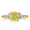 Three Stone Cushion Cut Yellow Topaz Bridal Set in Sterling Silver
