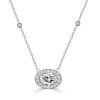 Halo Round Cut Pendant Necklace in 925 Sterling Silver with Rhodium Finish