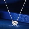 Halo Round Cut Pendant Necklace in 925 Sterling Silver with Rhodium Finish