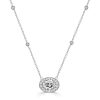 Halo Round Cut Pendant Necklace in 925 Sterling Silver with Rhodium Finish