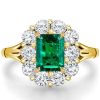 Emerald Cut Engagement Ring - Vintage Halo Promise Ring - 18K Gold Plated Sterling Silver