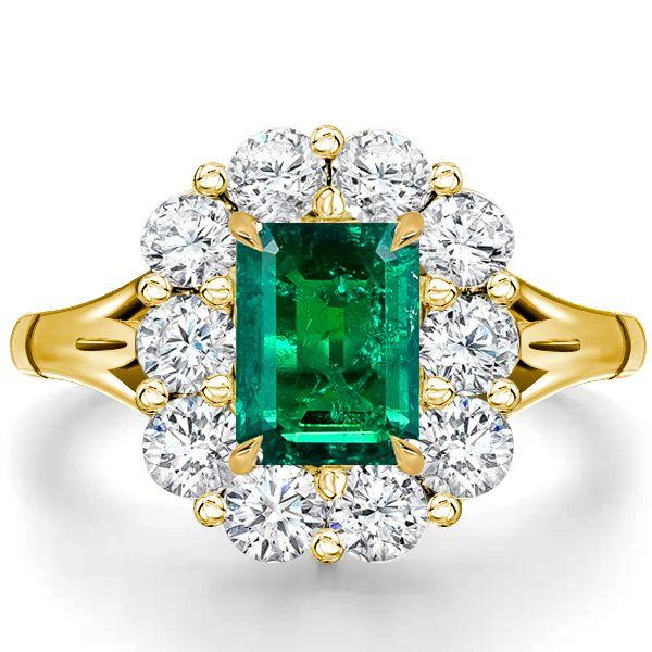 Emerald Cut Engagement Ring - Vintage Halo Promise Ring - 18K Gold Plated Sterling Silver