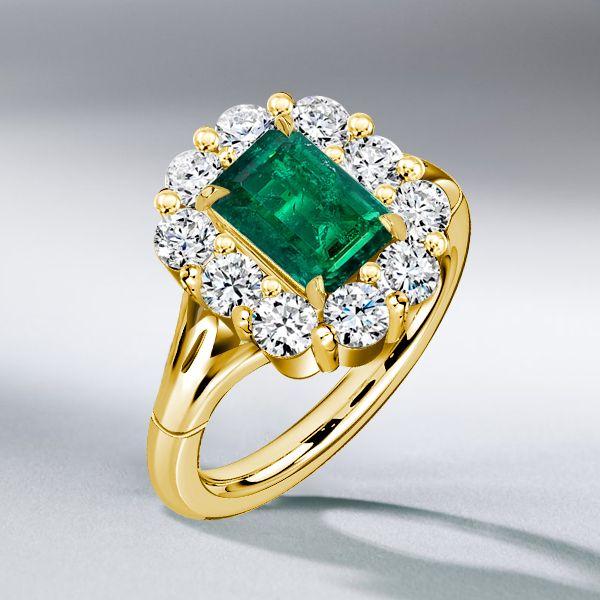 Emerald Cut Engagement Ring - Vintage Halo Promise Ring - 18K Gold Plated Sterling Silver