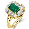 Emerald Cut Engagement Ring - Vintage Halo Promise Ring - 18K Gold Plated Sterling Silver