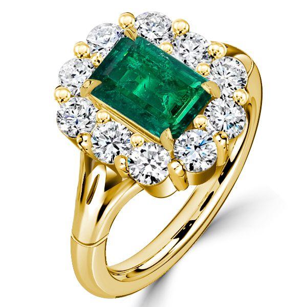 Emerald Cut Engagement Ring - Vintage Halo Promise Ring - 18K Gold Plated Sterling Silver