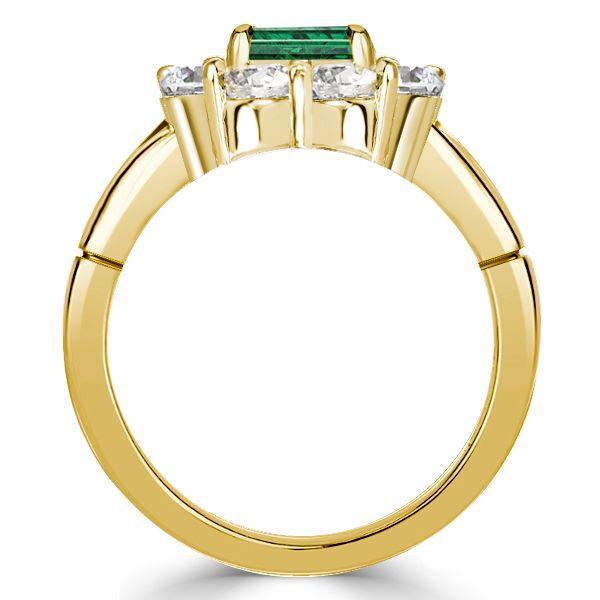 Emerald Cut Engagement Ring - Vintage Halo Promise Ring - 18K Gold Plated Sterling Silver