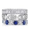 Stackable Blue Sapphire Ring Set - Baguette & Round Cut Stones in Sterling Silver