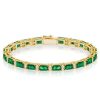 Alternating White & Baguette Peridot Tennis Bracelet in Sterling Silver