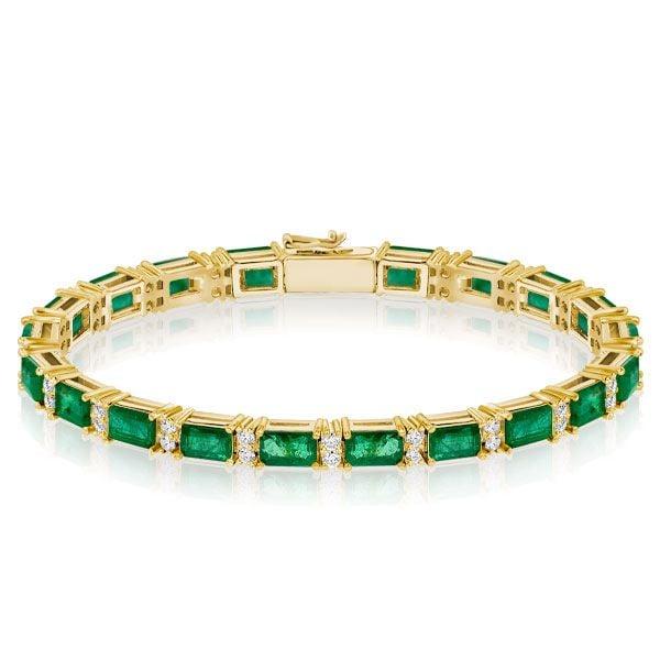 Alternating White & Baguette Peridot Tennis Bracelet in Sterling Silver