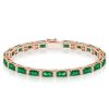 Alternating White & Baguette Peridot Tennis Bracelet in Sterling Silver