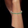 Alternating White & Baguette Peridot Tennis Bracelet in Sterling Silver