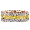 Cushion Cut Yellow Topaz Eternity Wedding Band in Sterling Silver