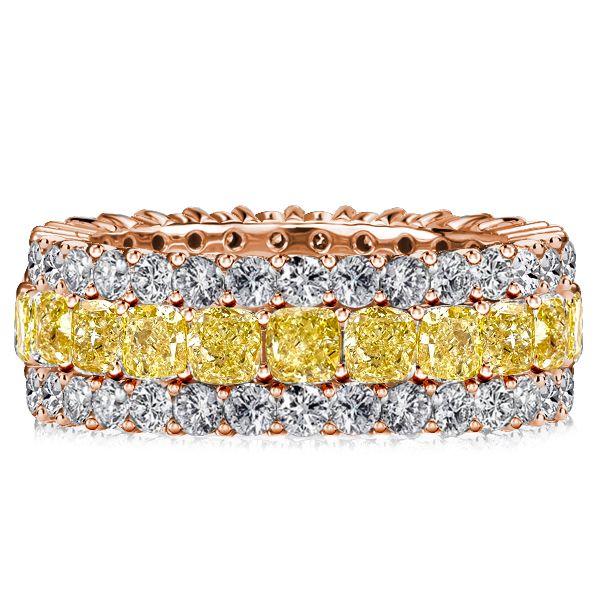 Cushion Cut Yellow Topaz Eternity Wedding Band in Sterling Silver