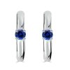 Classic Blue Single Round Huggie Hoop Earrings in Sterling Silver with Hinged Backing
