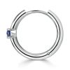 Classic Blue Single Round Huggie Hoop Earrings in Sterling Silver with Hinged Backing
