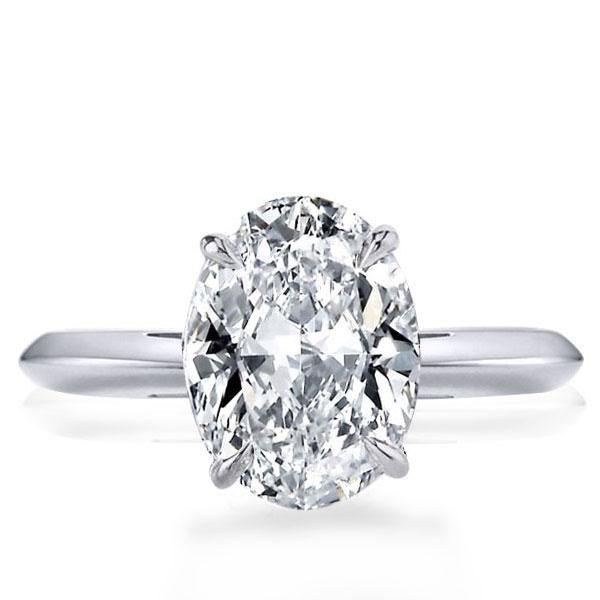 Oval Cut Solitaire Engagement Ring - 925 Sterling Silver - 3.85 CT