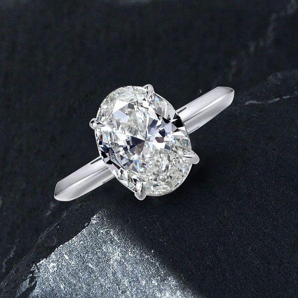 Oval Cut Solitaire Engagement Ring - 925 Sterling Silver - 3.85 CT