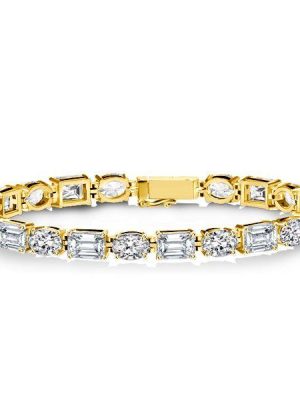 18K Gold Plated Sterling Silver Alternating Oval & Emerald Tennis Bracelet - 17.65 CT. TW