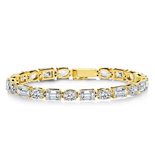 18K Gold Plated Sterling Silver Alternating Oval & Emerald Tennis Bracelet - 17.65 CT. TW