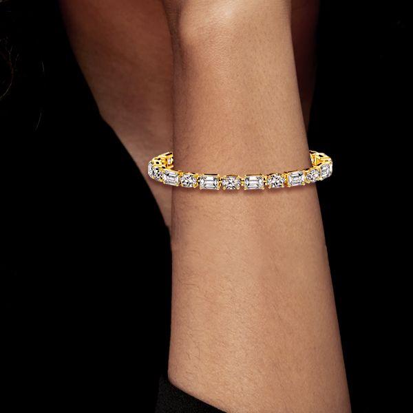 18K Gold Plated Sterling Silver Alternating Oval & Emerald Tennis Bracelet - 17.65 CT. TW