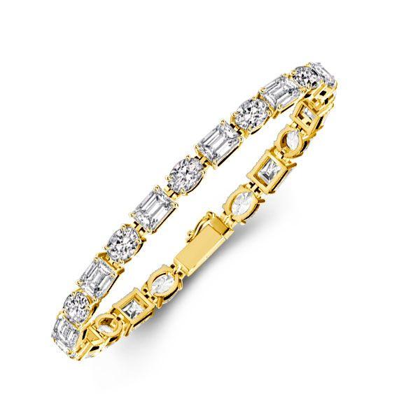 18K Gold Plated Sterling Silver Alternating Oval & Emerald Tennis Bracelet - 17.65 CT. TW