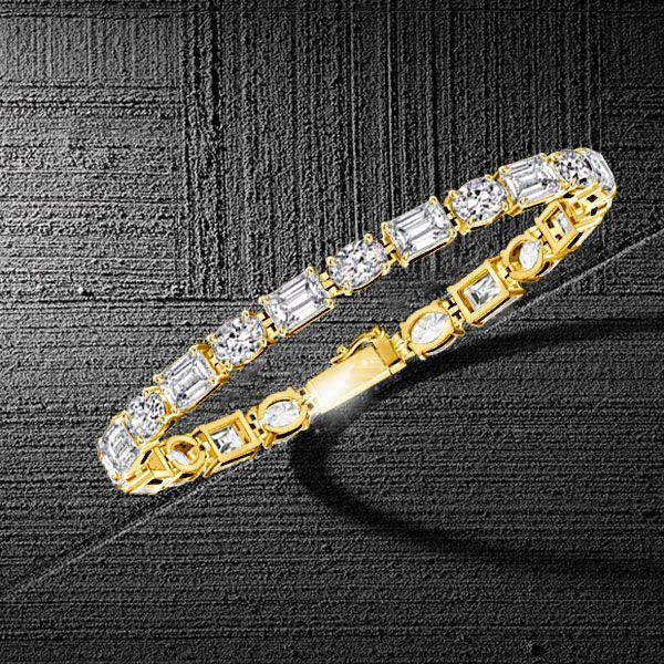 18K Gold Plated Sterling Silver Alternating Oval & Emerald Tennis Bracelet - 17.65 CT. TW