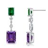Emerald Cut Amethyst Drop Earrings - 925 Sterling Silver