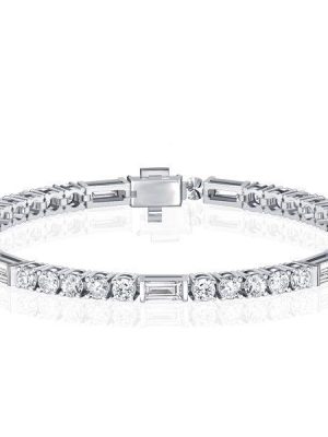 Art Deco White Sapphire Tennis Bracelet for Women - 925 Sterling Silver