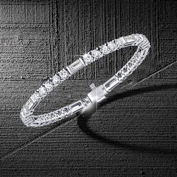 Art Deco White Sapphire Tennis Bracelet for Women - 925 Sterling Silver
